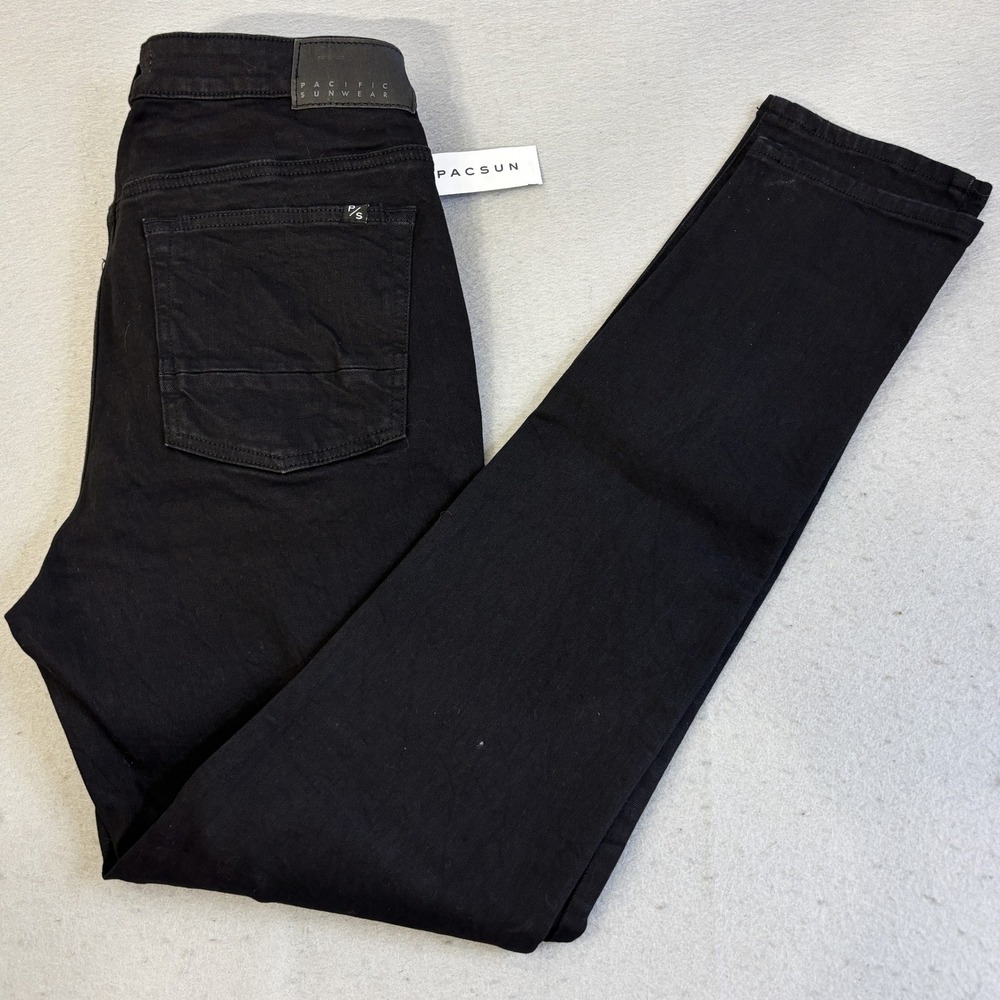 Pac Sun Stacked Skinny Jeans Mens 32x30 Black NEW Active Stretch Denim Pants